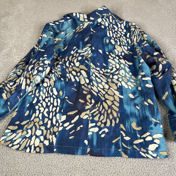 Coldwater Creek Jacket Womens PXL Petite Blue Linen Blend One Button Coat - Picture 4 of 10